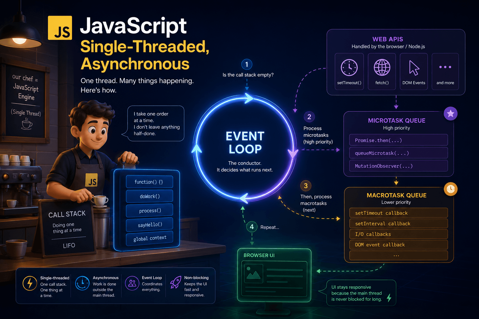 Why JavaScript Doesn't Need Threads