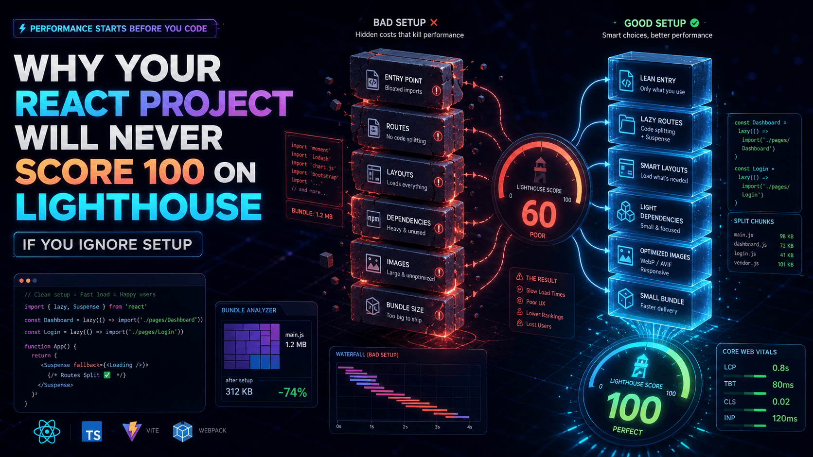 Why Your React Project Will Never Score 100 on Lighthouse If You Ignore Setup